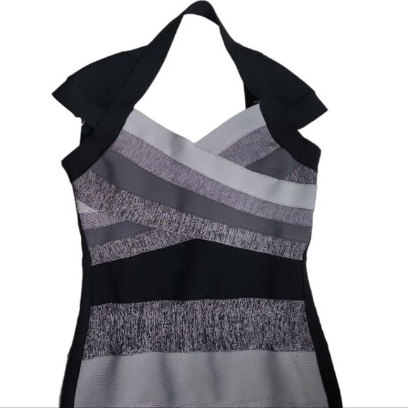 VENUS Gray Multi Gradient Ombre Bandage Color Block Midi Dress Size S - Picture 4 of 10